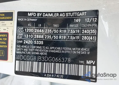 2013 Mercedes-Benz Glk 350 4Matic from USA, damaged, VIN WDCGG8JB3DG066378